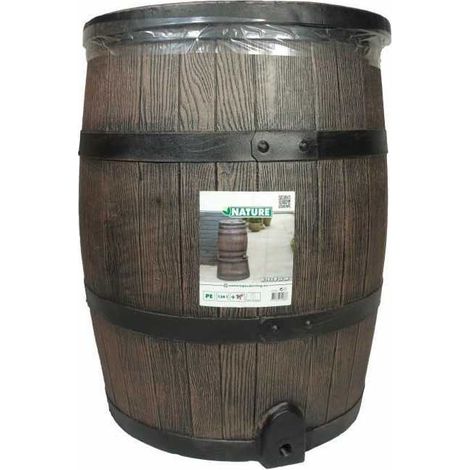 Récupérateur d'eau en forme de barrique - NATURE - En PE rotomoulé - 120 litres - Inclus accessoires