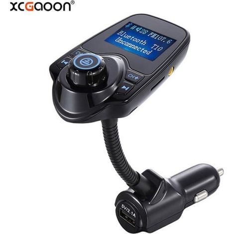 Accessoire audio - vidéo,XCGaoon T10 Kit voiture Bluetooth ensemble mains libres transmetteur FM AUX voiture lecteur - Type Rouge (1/4)