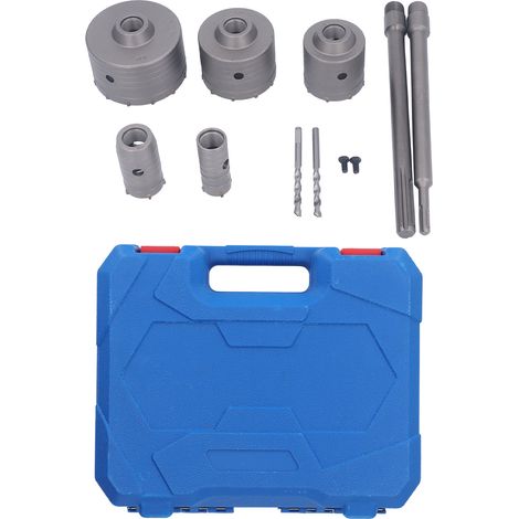 Kit de scie cloche pour béton, 9 pièces, 30 à 100mm, ciment, maçonnerie, pierre, brique, foret mural