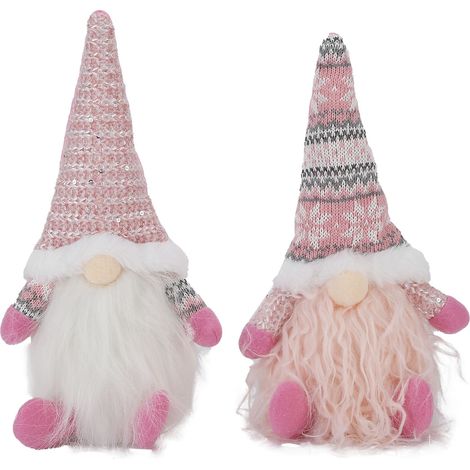2 figurines Père Noël sans visage, décorations de forêt de Noël, jouets anciens pour fêtes (1/5)
