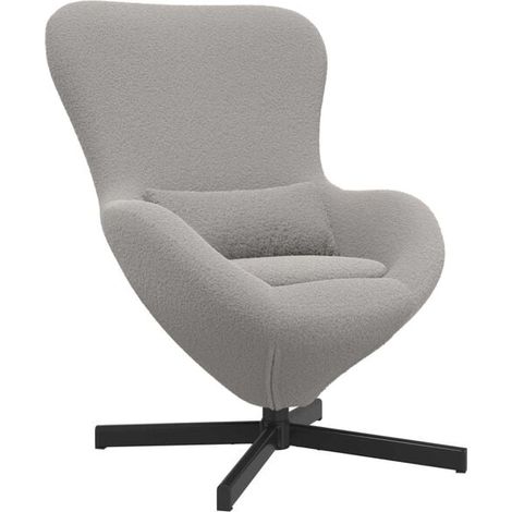 Fauteuil design ovale gris clair – Siège ergonomique moderne pour salon ou bureau, 63 x 73 x 90 cm, tissu doux et résistant (1/5)