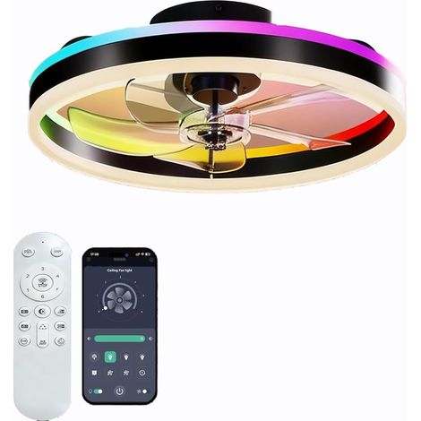 Ceiling Fan with RGBCW 50cm Light, 10 RGB Lighting Modes, 5000LM LED Dimmable APP (1/5)