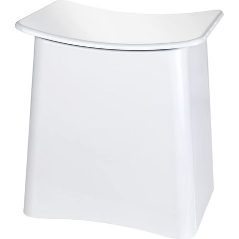 Tabouret Panier à Linge, Tabouret de Salle de Bain avec Sac à Linge Amovible Capacité: 33 l, Plastique (ABS), 45 x 48 x 33 cm, Blanc (1/5)