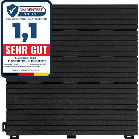 Floordirekt – Dalle de terrasse claire anthracite 30 x 30 cm – Système de clic – Résistante aux intempéries – Pour espaces extérieurs