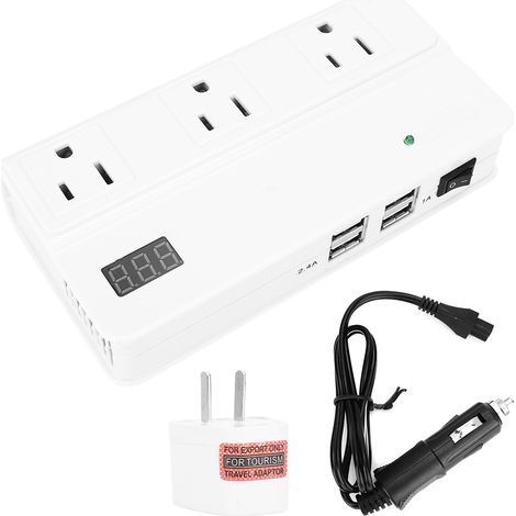 Convertisseur de puissance 200W DC 12V vers AC 220V-240V avec 4 ports USB et 3 prises (1/5)