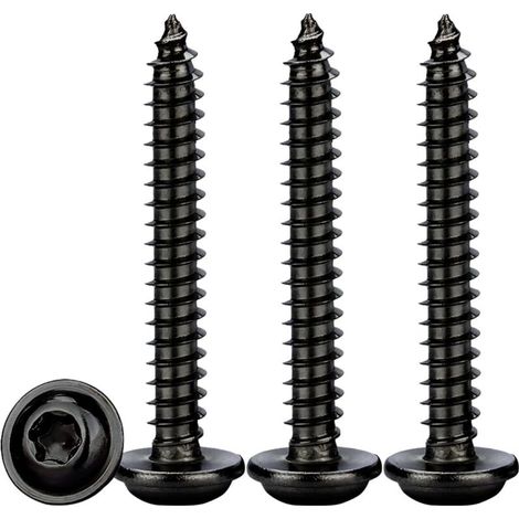 Vis à Tôle Autoperceuses M4x30mm,50 Pièces Vis Autoforeuse Torx avec Rondelle Acier Inoxydable A2 V4A Noir Vis Bois à Tête Bombée Plate Dureté élevée,Entièrement Fileté