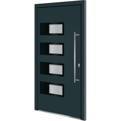 Porte d'entrée Anthracite 100x200 cm Aluminium et PVC