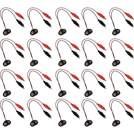 20pcs Connecteur SNAP de batterie à Clip Cable Câble Fire sonde 9V 15 cm Longueur (1/5)