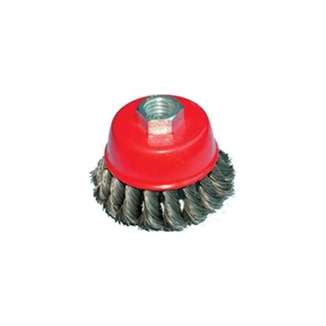 SPAZZOLA A TAZZA FILI ACCIAIO RITORTI PER SMERIGLIATRICE EXTRA- - ø mm.80 foro filettato 14 MA - 1 blister EXCEL