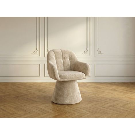 BOBOCHIC - Chaise pivotante KIM tissu texturé Beige (1/5)