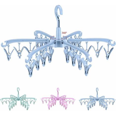 Pliant Etendoir Chaussette 24 Piéces pour Chaussettes, Support Chaussettes Etendoir, Serviettes, sous-Vêtements, Inserts de Chaussures (Bleu) (1/5)