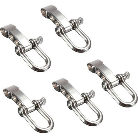 5 Pièces Acier Réglable D Manilles Boucle Définit en Forme de U en Acier Inoxydable Manilles pour Paracorde, Extérieur Corde de Survie Bracelets (1/4)