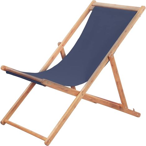 vidaXL Sdraio da Spiaggia Pieghevole Telaio in Legno e Tessuto (1/5)