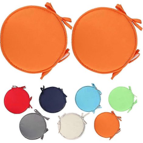 Lot de 2 coussins ronds d'extérieur 38 cm (15 po) imperméables avec sangles et antidérapants. (1/4)