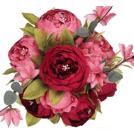 Künstliche Pfingstrosen, Seidenblumen, Vintage-Stil, Blumenarrangements für Zuhause