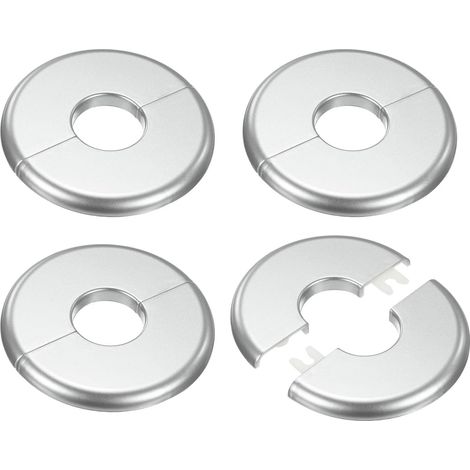 4 Pcs Split Wall Flange for OD Pipe 25mm ABS Plastic Self Adhesive Round Plate for Water Pipe Taps [Silver] (1/5)