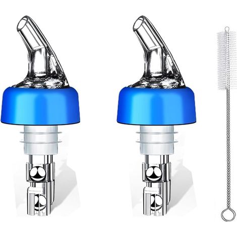 2 Becs verseurs doseurs 30ml, acier inoxydable, plastique sans BPA, avec bouchons anti-poussière, pour bar et cocktails