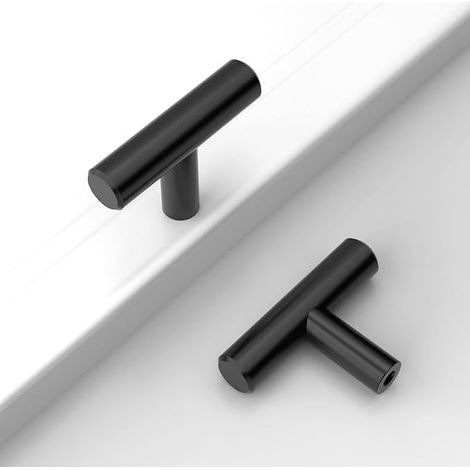 Lot de 20 poignées de meubles noires, boutons de meubles noirs, boutons de porte pour placards, bouton de porte de cuisine en acier inoxydable, boutons de placard