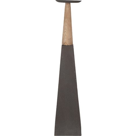 Grand bougeoir en bois et fer style campagne chandelier gris et marron 13 x 13 x 60 cm - PANGIVO (1/2)