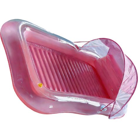 Cómodo cojín hinchable para tumbona con funda rosa. (1/2)