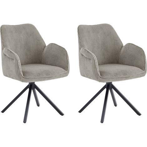 Lot de 2 chaises repas pivotantes en tissu beige - VOXU