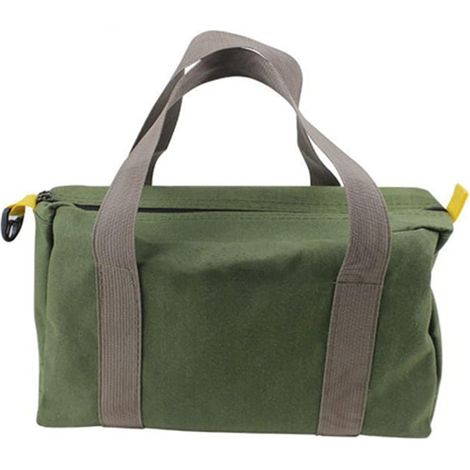 Borsa portautensili in tela con apertura larga da 12", grande capacità, piccola borsa per riporre chiavi, pinze e utensili (verde) (1/4)
