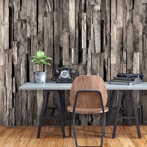 Fotomurale adesivo - Wooden Curtain (Dark Brown) - 245x175 (1/4)