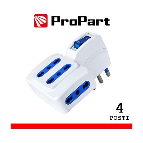 Adattatore 4pos bipasso spina16A salvaspazio + interr.