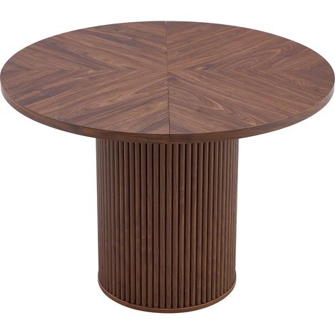 CHICFURN Mesa de comedor redonda de MDF, 100 cm, para 4-6 personas, con tablero de 4 segmentos, base cilíndrica con metal y espacio de almacenaje, fácil de montar (1/5)