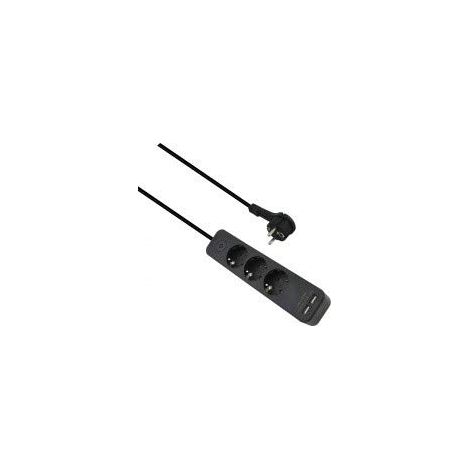 HELOS MULTIPRISE ADVANCED - 3 PRISES - CHARGEUR USB NOIR - 1,5 M - AVEC INTERRUPTEUR 262818
