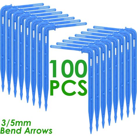 (SPL11-038-100PCS-3 I 5mm) Système d'irrigation goutte à goutte pour tuyau PVC 1/8'' avec perforateur, goutteur en forme de flèche pour plantes et serres (1/5)