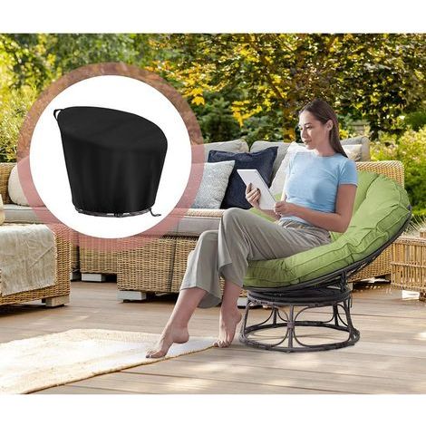 Housse de protection pour fauteuil papasan, en rotin, imperméable, coupe-vent, durable, pour fauteuil suspendu - Pour fauteuil suspendu - 119 x 89/46 cm (1/5)