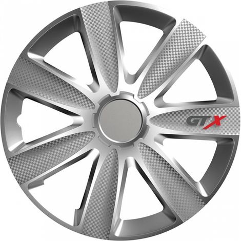 Enjoliveur de voiture GTX en argent carbone 15 pouces