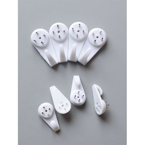 Kit de 10 crochets muraux en plastique invisibles, sans dommages, pour accrocher cadres photo, œuvres d'art, rangement mural, maison, bureau, dortoir (1/4)