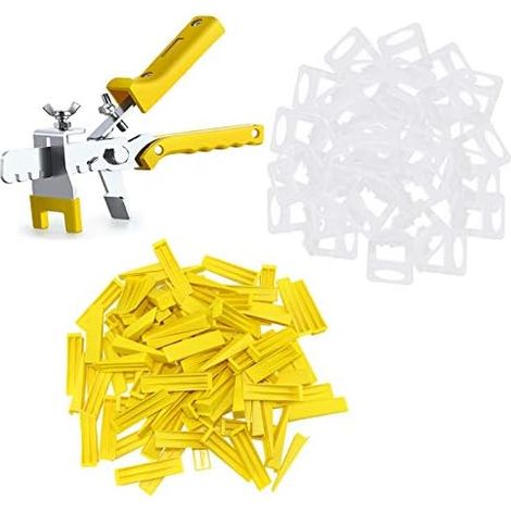 Système de nivellement de carrelage pour joints de 3 mm, comprenant 300 languettes de traction, 100 cales et 1 pince. Convient aux carreaux de 7 à 14 mm d'épaisseur. WddnAot (1/5)