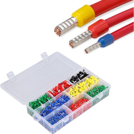 Sets mit 2000 isolierten Drahtverbindern, darunter isolierte Aderendhülsen in verschiedenen Größen von 0,5 mm² bis 10 mm² und kaltgepresste isolierte Klemmen. (1/5)