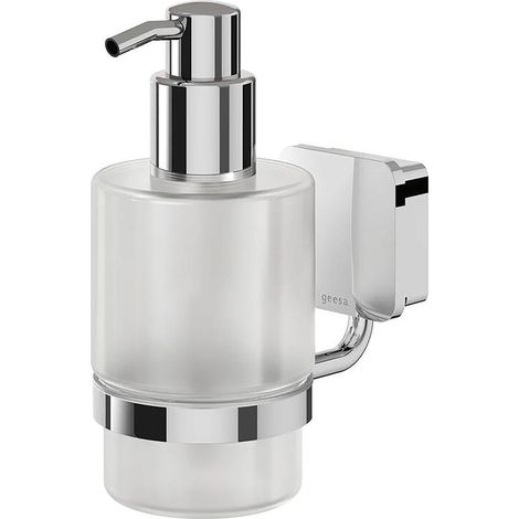 Geesa Seifenspender Wandbefestigung Topaz Pumpspender Glas 200ml, transparent/chrom (1/4)