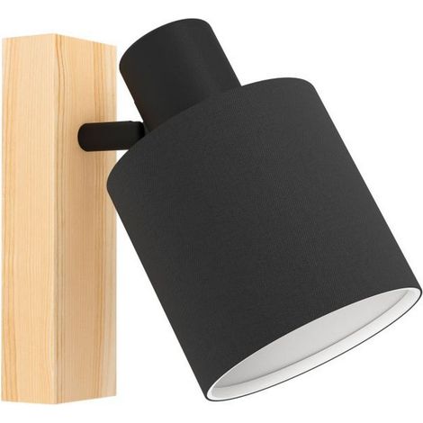 Faretto da Parete e Plafone in Legno e Stoffa Nero Batallas Eglo (1/5)