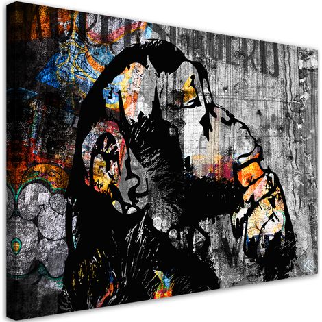 Quadro su tela, Street Art Banky Monkey Abstraction - 60x40 (1/4)