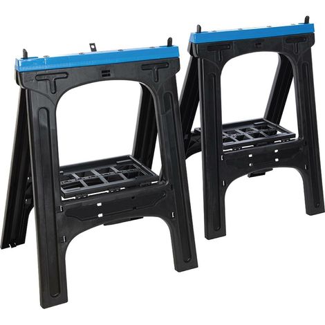 SILVERLINE Saw Horse Trestles Portable Folding Plastic 2x Max Load 200kg 973048