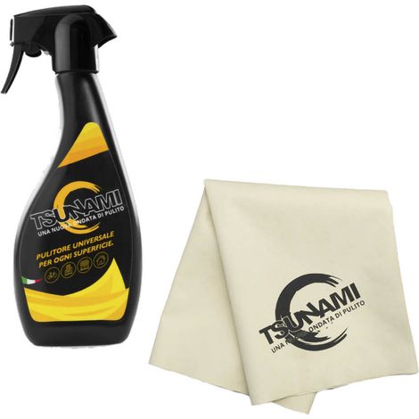 Nettoyant détergent multi-usages professionnel universel Tsunami spray 500 ml. + chiffon en microfibre maison magasin bureau
