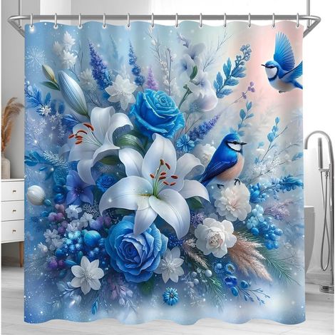 Duschvorhang 180x200 Polyester Blauer Vogel 180 x 200 cm (1/5)