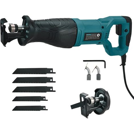 Scie alternative 900W 7.5A Scie alternative à vitesse à vide 2800SPM Scie à main électrique filaire avec 5 lames pour couper le bois, le métal et le PVC (1/5)