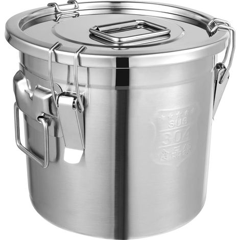 Cubo de almacenamiento, capacidad de 12 litros, acero inoxidable duradero, color plata. (1/2)
