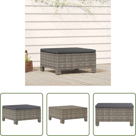 vidaXL Assise extérieure - Repose-pieds de jardin avec coussin en polyrotin gris (1/5)