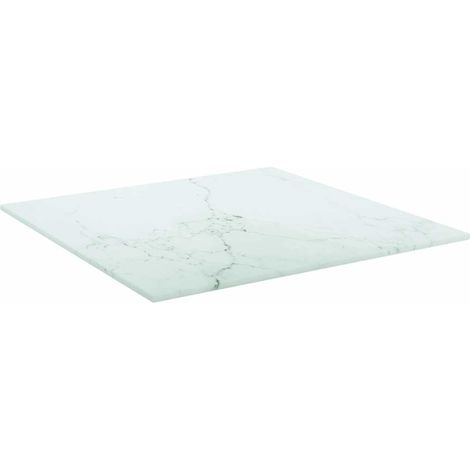 Maison Exclusive - Piano Tavolo Bianco 40x40 cm 6 mm Vetro Temperato Design Marmo