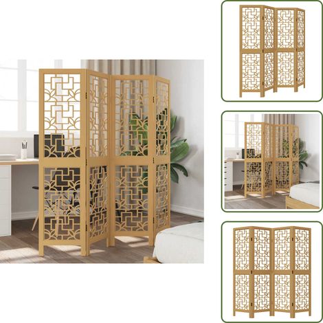The Living Store 4-tlg. Raumteiler Braun Massivholz Paulownia - Wohnzimmer (1/5)