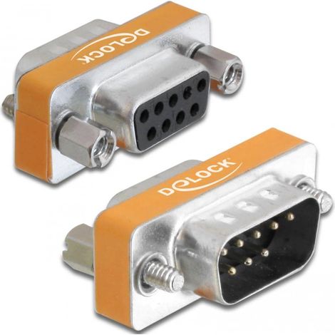 Delock 65255 VGA Adaptateur [1x SUB-D mâle 9 pôles - 1x SUB-D femelle 9 pôles] argent, jaune