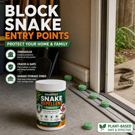 KineShineX Snake Repellent Tablets, Outdoor Snake Repellent Tablets, Plant-Based Formula, Suitable for Backyard Boundaries and Garage Doors (1/4)