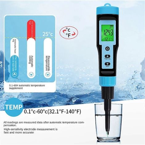 pH-mètre/thermomètre numérique multiparamètre, plage 0–14, pour l'alimentation, destiné au contrôle de routine de l'acidité.-AquaForge (1/5)